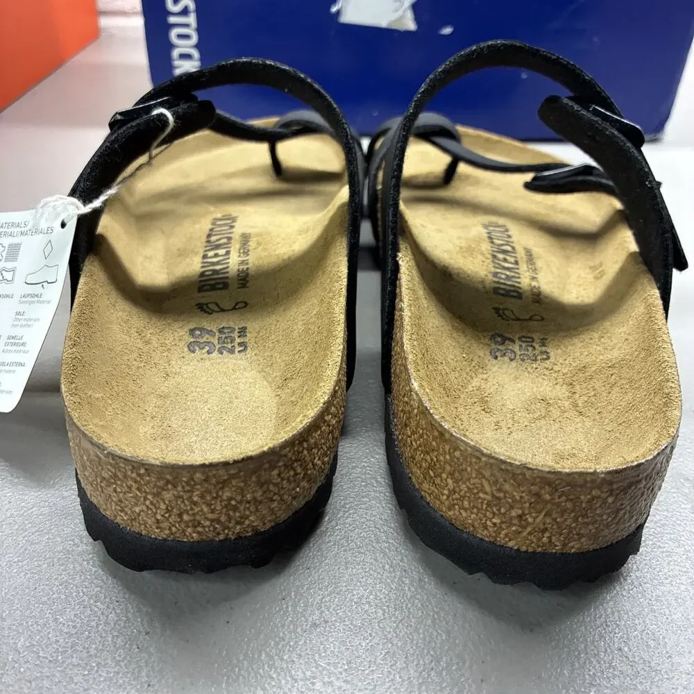 Birkenstock Mayari Birko-Flor Black Leather US Women 8 Toe Loop Thong Sandals 39